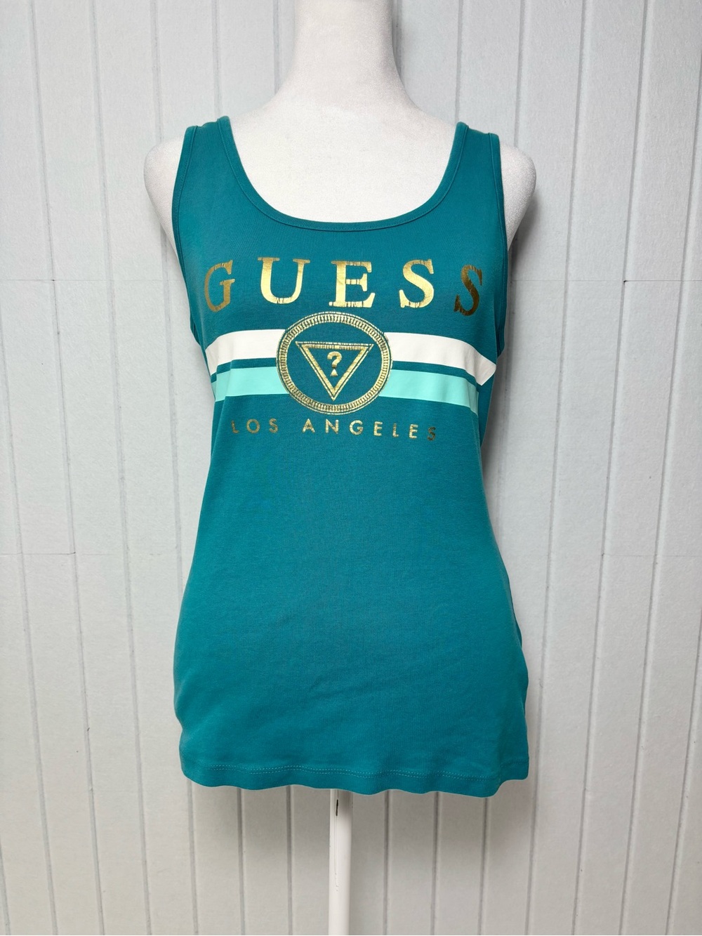 GUESS Los Angeles Teal Logo Tank Top Size L